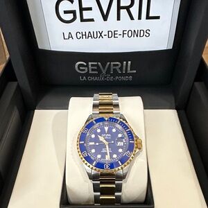 Gevril Men's Two-Tone Blue Dial Dive Watch